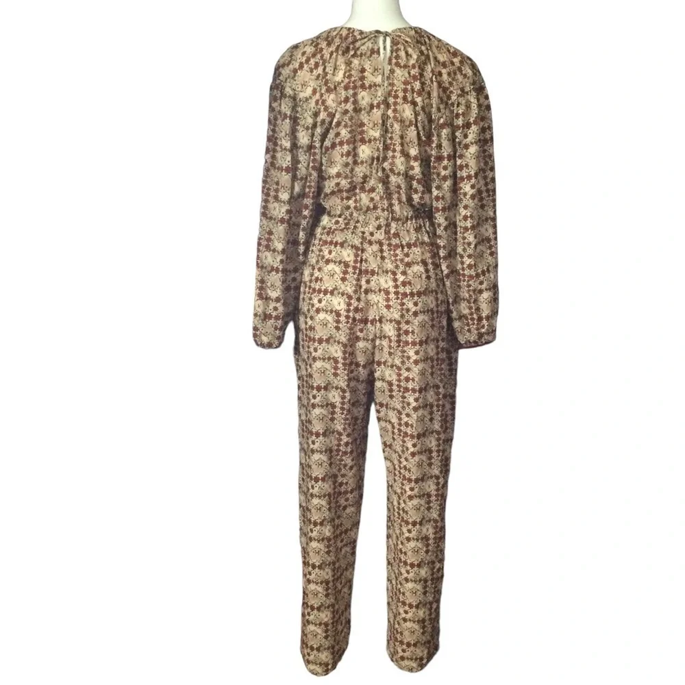 Symmetry Kaleidoscope Geometric Flowy‎ 100% Cotton Jumpsuit Nwt